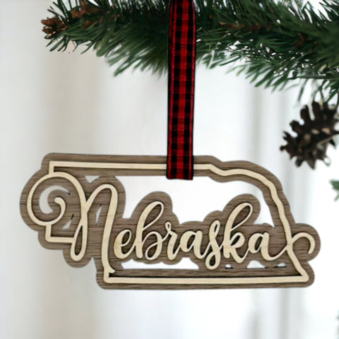 Nebraska Double Layer Ornament