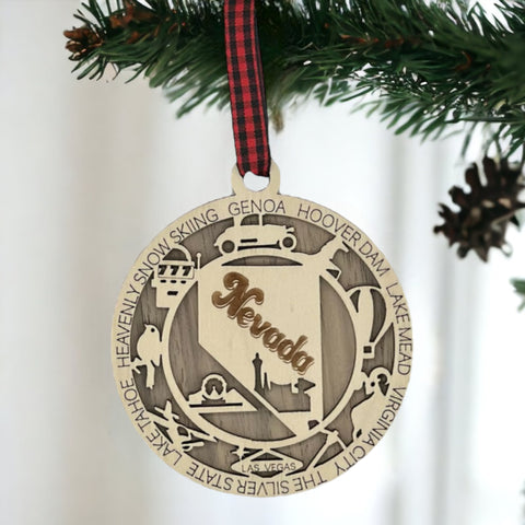 Add a touch of Silver State sparkle to your holiday decor! Our Nevada State Highlights Ornament captures the glitz and glam of iconic moments.