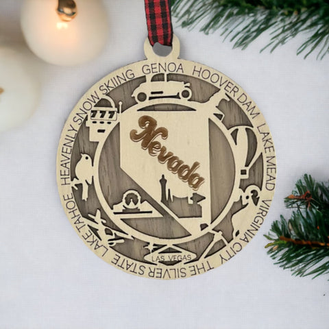Add a touch of Silver State sparkle to your holiday decor! Our Nevada State Highlights Ornament captures the glitz and glam of iconic moments.
