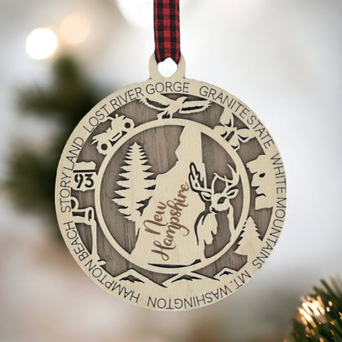 Capture the charm of the Granite State! Introducing the New Hampshire State Highlights Ornament – a perfect blend of tradition and elegance. Commemorate your favorite memories with a touch of Live Free or Die spirit.