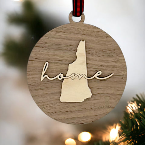 New Hampshire Home Cursive Ornament