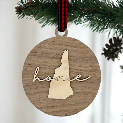 New Hampshire Home Cursive Ornament