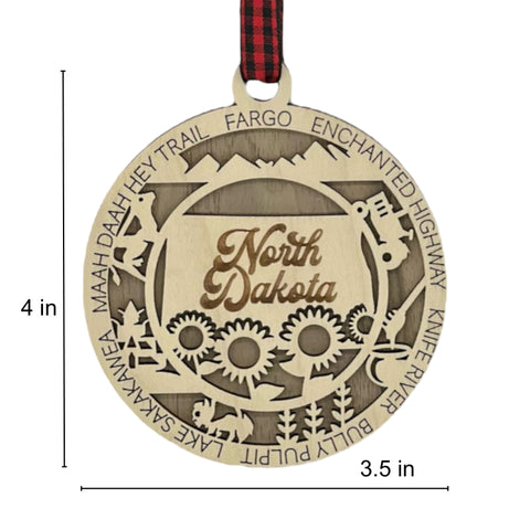 Discover the charm of the Peace Garden State! Introducing the North Dakota State Highlights Ornament—a petite masterpiece capturing the beauty of the Midwest. Elevate your holiday decor with a touch of North Dakota magic.