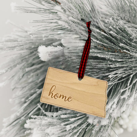 North Dakota Home Script Ornament
