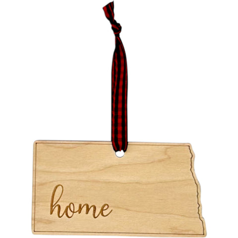 North Dakota Home Script Ornament