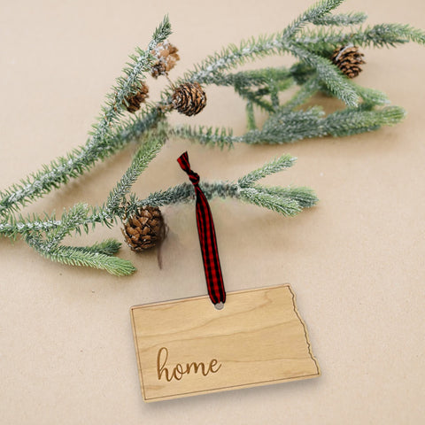North Dakota Home Script Ornament
