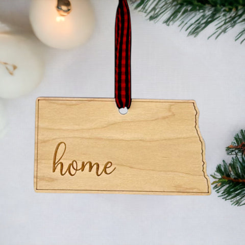 North Dakota Home Script Ornament