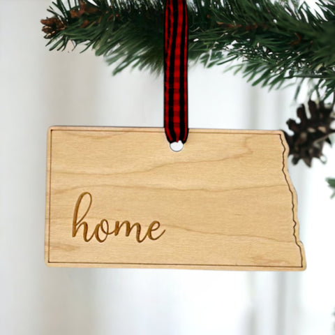 North Dakota Home Script Ornament