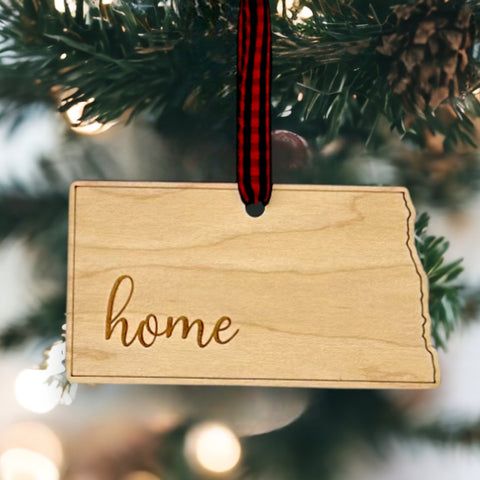 North Dakota Home Script Ornament