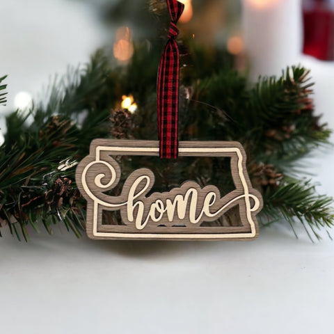 North Dakota Home Double Layer Ornament