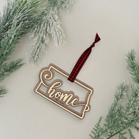 North Dakota Home Double Layer Ornament