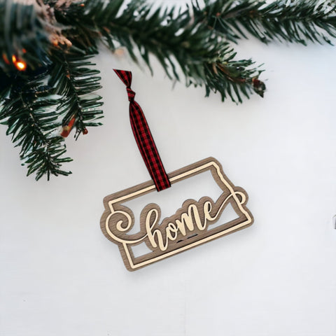 North Dakota Home Double Layer Ornament