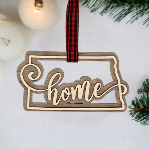 North Dakota Home Double Layer Ornament