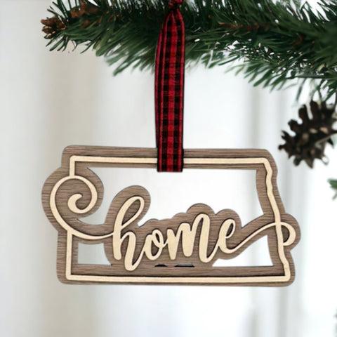 North Dakota Home Double Layer Ornament