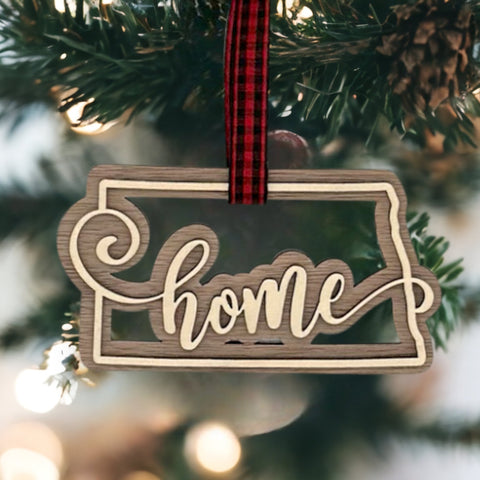 North Dakota Home Double Layer Ornament