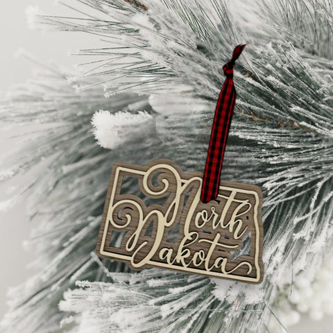 North Dakota Double Layer Ornament