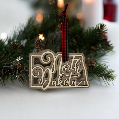 North Dakota Double Layer Ornament