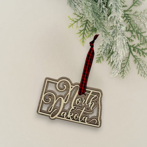 North Dakota Double Layer Ornament