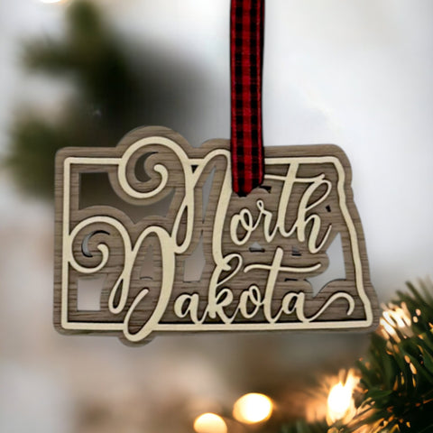 North Dakota Double Layer Ornament