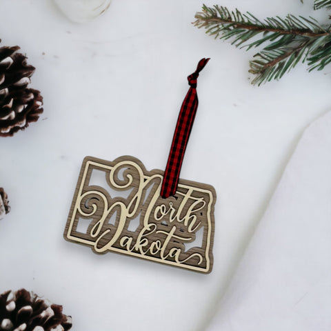 North Dakota Double Layer Ornament