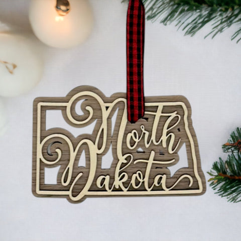 North Dakota Double Layer Ornament