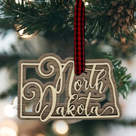 North Dakota Double Layer Ornament
