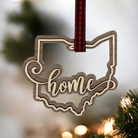 Ohio Home Double Layer Ornament