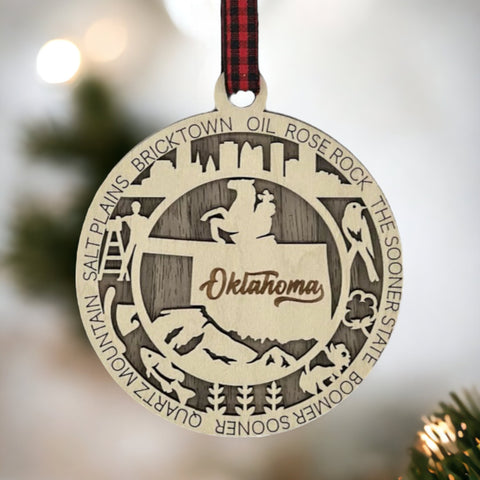 Bring a touch of Sooner State magic to your holidays! Introducing the Oklahoma State Highlights Ornament—a small masterpiece celebrating the heartland's charm. Elevate your festive decor with a touch of Oklahoma's spirit.
