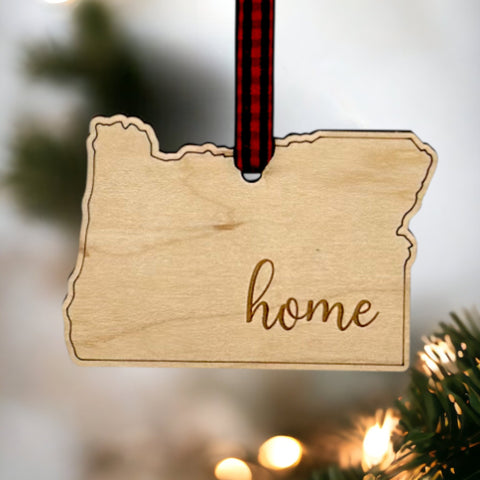 Oregon Home Script Ornament