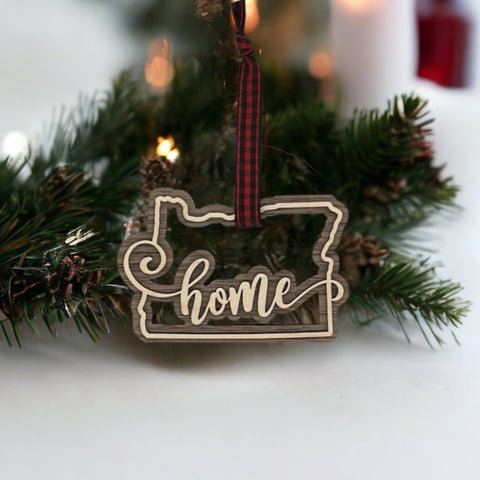 Oregon Home Double Layer Ornament