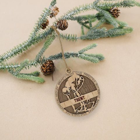 Dive into holiday joy with our Personalized Male Swimmer Ornament! Crafted for aquatic enthusiasts, this custom keepsake adds a personal touch to your tree. Celebrate the swimmer in your life with this spirited ornament. Customize now for a splash of festivity in holiday decor – order your Personalized Male Swimmer Ornament today!