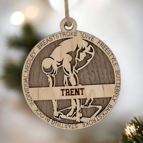 Dive into holiday joy with our Personalized Male Swimmer Ornament! Crafted for aquatic enthusiasts, this custom keepsake adds a personal touch to your tree. Celebrate the swimmer in your life with this spirited ornament. Customize now for a splash of festivity in holiday decor – order your Personalized Male Swimmer Ornament today!
