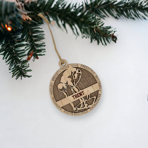 Dive into holiday joy with our Personalized Male Swimmer Ornament! Crafted for aquatic enthusiasts, this custom keepsake adds a personal touch to your tree. Celebrate the swimmer in your life with this spirited ornament. Customize now for a splash of festivity in holiday decor – order your Personalized Male Swimmer Ornament today!