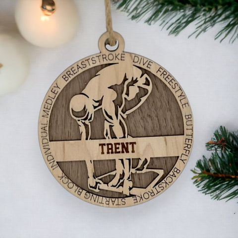 Dive into holiday joy with our Personalized Male Swimmer Ornament! Crafted for aquatic enthusiasts, this custom keepsake adds a personal touch to your tree. Celebrate the swimmer in your life with this spirited ornament. Customize now for a splash of festivity in holiday decor – order your Personalized Male Swimmer Ornament today!