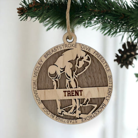 Dive into holiday joy with our Personalized Male Swimmer Ornament! Crafted for aquatic enthusiasts, this custom keepsake adds a personal touch to your tree. Celebrate the swimmer in your life with this spirited ornament. Customize now for a splash of festivity in holiday decor – order your Personalized Male Swimmer Ornament today!