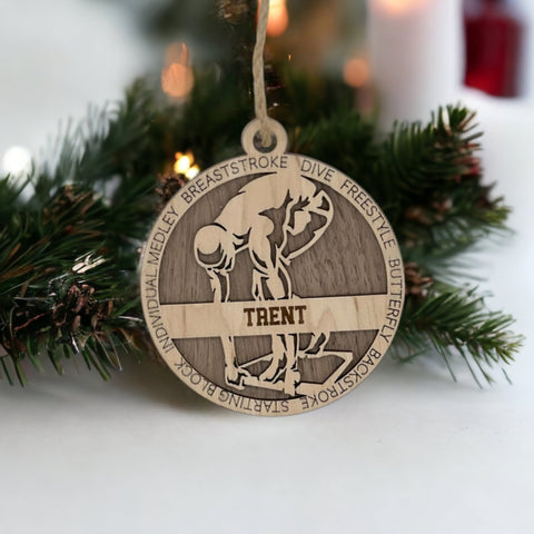 Dive into holiday joy with our Personalized Male Swimmer Ornament! Crafted for aquatic enthusiasts, this custom keepsake adds a personal touch to your tree. Celebrate the swimmer in your life with this spirited ornament. Customize now for a splash of festivity in holiday decor – order your Personalized Male Swimmer Ornament today!