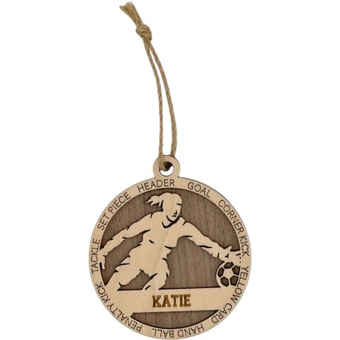 Defend your holiday spirit with our Personalized Female Soccer Goalie Ornament! Crafted for soccer enthusiasts, this custom keepsake adds a personal touch to your tree. Celebrate the goalie in your life with this spirited ornament. Customize now for a winning goal in holiday decor – order your Personalized Female Soccer Goalie Ornament today!
