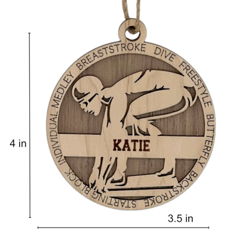 Make a splash in holiday celebrations with our Personalized Female Swimmer Ornament! Designed for aquatic enthusiasts, this custom keepsake adds a personal touch to your tree. Celebrate the swimmer in your life with this spirited ornament. Customize now for a wave of festivity in holiday decor – order your Personalized Female Swimmer Ornament today!