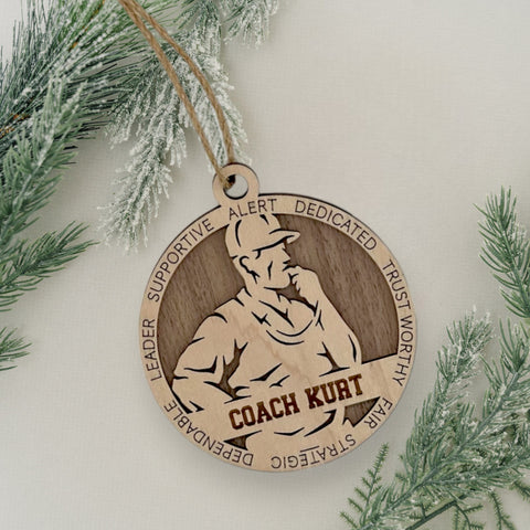 Show your coach some well-deserved appreciation with our Personalized Male Coach Ornament! Tailored for sports enthusiasts, this custom keepsake adds a personal touch to your tree. Celebrate the guidance and leadership of your favorite coach with this thoughtful ornament. Customize now for a winning touch in holiday decor – order your Personalized Male Coach Ornament today!