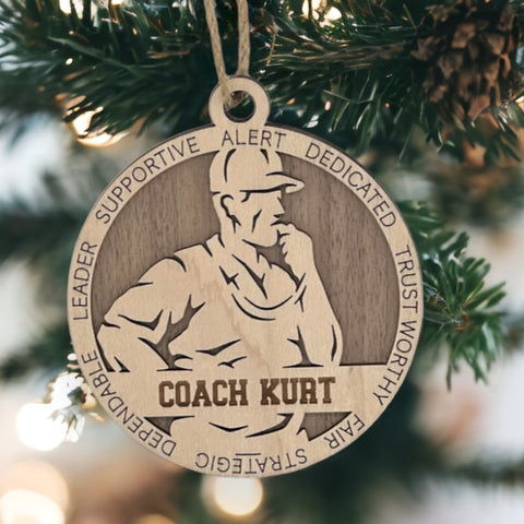 Show your coach some well-deserved appreciation with our Personalized Male Coach Ornament! Tailored for sports enthusiasts, this custom keepsake adds a personal touch to your tree. Celebrate the guidance and leadership of your favorite coach with this thoughtful ornament. Customize now for a winning touch in holiday decor – order your Personalized Male Coach Ornament today!