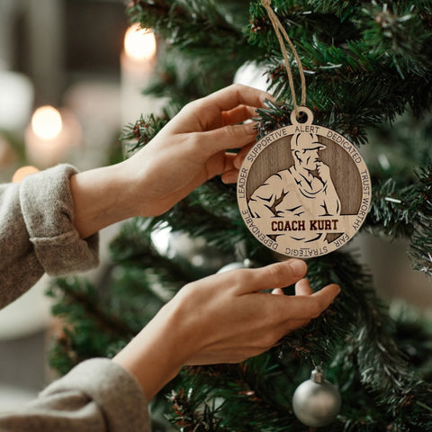 Show your coach some well-deserved appreciation with our Personalized Male Coach Ornament! Tailored for sports enthusiasts, this custom keepsake adds a personal touch to your tree. Celebrate the guidance and leadership of your favorite coach with this thoughtful ornament. Customize now for a winning touch in holiday decor – order your Personalized Male Coach Ornament today!
