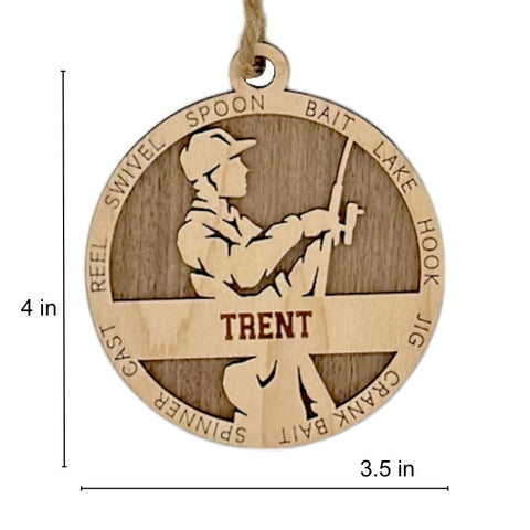 Reel in the holiday joy with our Personalized Male Fishing Ornament! Crafted for fishing enthusiasts, this custom keepsake adds a personal touch to your tree. Celebrate the catch and passion of your angler with this spirited ornament. Customize now for a reel-y unique touch in holiday decor – order your Personalized Male Fishing Ornament today!