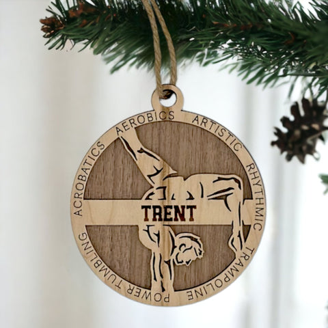 Take center stage in holiday festivities with our Personalized Male Gymnast Ornament! Tailored for gymnastics enthusiasts, this custom keepsake adds a personal touch to your tree. Celebrate the strength and agility of your gymnast with this spirited ornament. Customize now for a dynamic touch in holiday decor – order your Personalized Male Gymnast Ornament today!