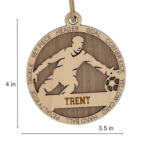 Guard your holiday spirit with our Personalized Male Soccer Goalie Ornament! Score big with this custom-crafted keepsake designed for soccer enthusiasts. Add a personal touch to your tree and celebrate the goalie in your life. Customize now for a spirited ornament that captures the excitement of the game. Make your holiday decor a winning goal – order your Personalized Male Soccer Goalie Ornament today!