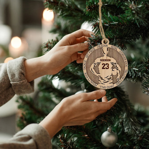 Kick off the holidays with our Personalized Male Soccer Ornament! Perfect for soccer enthusiasts, this custom-crafted keepsake adds a personal touch to your tree. Celebrate the player in your life with this spirited ornament. Customize now for a winning goal in holiday decor – order your Personalized Male Soccer Ornament today!