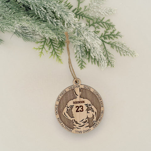 Kick off the holidays with our Personalized Male Soccer Ornament! Perfect for soccer enthusiasts, this custom-crafted keepsake adds a personal touch to your tree. Celebrate the player in your life with this spirited ornament. Customize now for a winning goal in holiday decor – order your Personalized Male Soccer Ornament today!