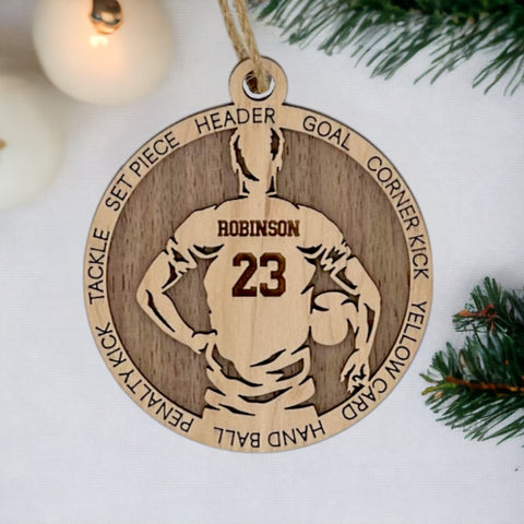 Kick off the holidays with our Personalized Male Soccer Ornament! Perfect for soccer enthusiasts, this custom-crafted keepsake adds a personal touch to your tree. Celebrate the player in your life with this spirited ornament. Customize now for a winning goal in holiday decor – order your Personalized Male Soccer Ornament today!