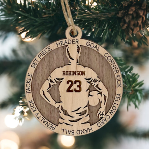 Kick off the holidays with our Personalized Male Soccer Ornament! Perfect for soccer enthusiasts, this custom-crafted keepsake adds a personal touch to your tree. Celebrate the player in your life with this spirited ornament. Customize now for a winning goal in holiday decor – order your Personalized Male Soccer Ornament today!