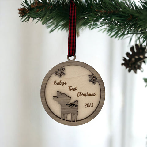 Capture the joy and innocence of Baby's First Christmas with our adorable Fawn Ornament. Celebrate the magic of the season and create lasting memories with this enchanting ornament for your little one's first Christmas.