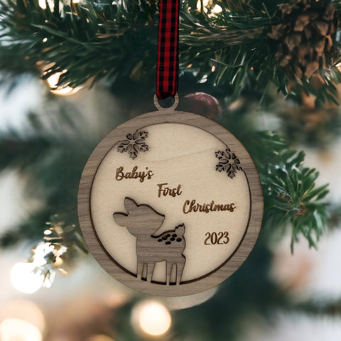 Capture the joy and innocence of Baby's First Christmas with our adorable Fawn Ornament. Celebrate the magic of the season and create lasting memories with this enchanting ornament for your little one's first Christmas.